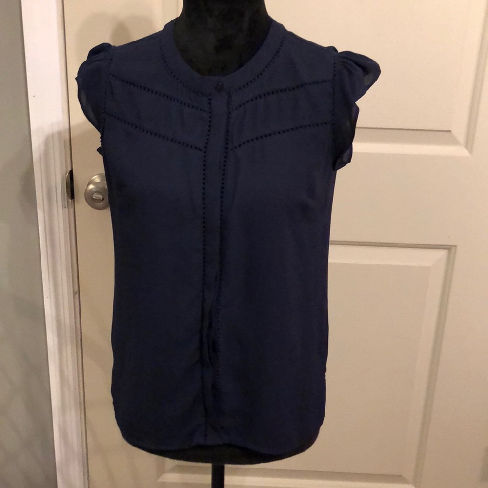 maison jules dark blue formal blouse